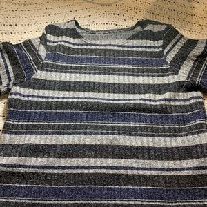 Striped blue gray and white T-shirt